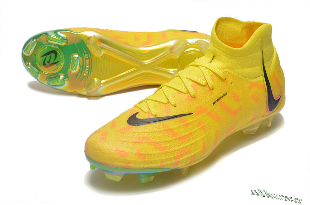 Men's Nike Phantom Luna Elite FG Firm Ground High-Tops Football Boots - Yellow/Black/Pink 3