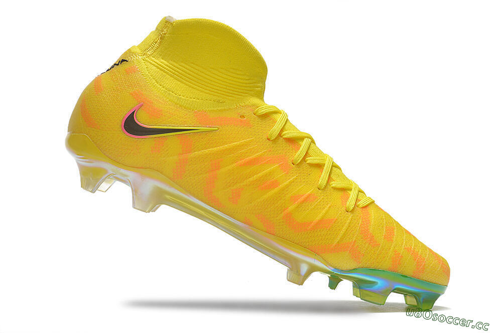 Men's Nike Phantom Luna Elite FG Firm Ground High-Tops Football Boots - Yellow/Black/Pink 4
