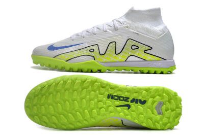 Men's Nike Air Zoom Mercurial Superfly 9 Elite TF Artificial Turf High-Tops Football Shoes - White/Blue/Yellow