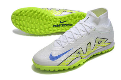 Men's Nike Air Zoom Mercurial Superfly 9 Elite TF Artificial Turf High-Tops Football Shoes - White/Blue/Yellow