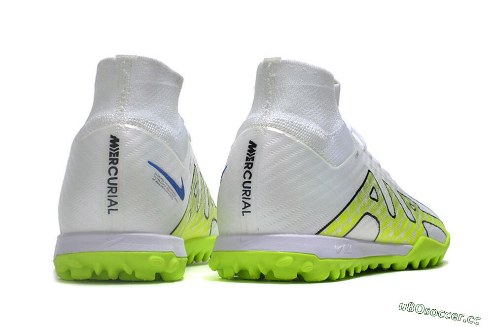 Men's Nike Air Zoom Mercurial Superfly 9 Elite TF Artificial Turf High-Tops Football Shoes - White/Blue/Yellow 6