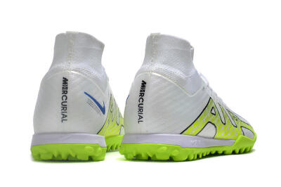 Men's Nike Air Zoom Mercurial Superfly 9 Elite TF Artificial Turf High-Tops Football Shoes - White/Blue/Yellow