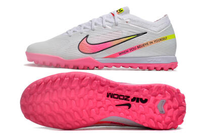 Men's Nike Air Zoom Mercurial Vapor 15 Elite TF Artificial Turf Low-Tops Football Shoes - White/Pink/Black/Green