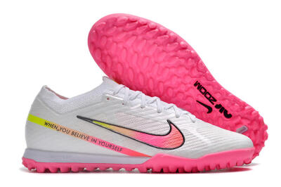 Men's Nike Air Zoom Mercurial Vapor 15 Elite TF Artificial Turf Low-Tops Football Shoes - White/Pink/Black/Green
