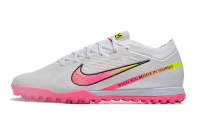 Men's Nike Air Zoom Mercurial Vapor 15 Elite TF Artificial Turf Low-Tops Football Shoes - White/Pink/Black/Green