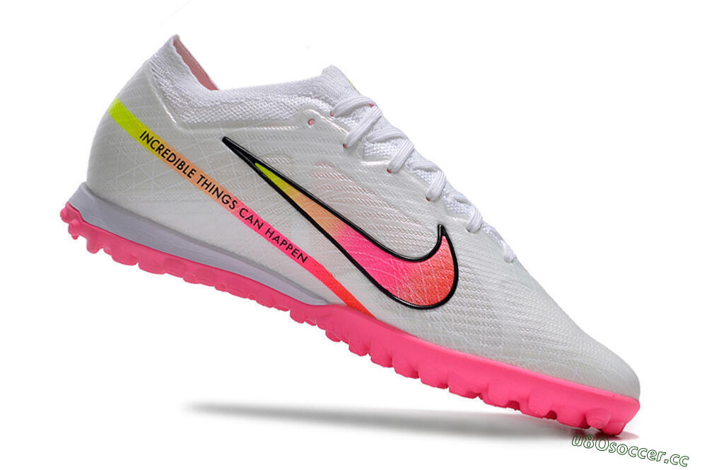 Men's Nike Air Zoom Mercurial Vapor 15 Elite TF Artificial Turf Low-Tops Football Shoes - White/Pink/Black/Green 4
