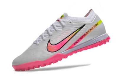 Men's Nike Air Zoom Mercurial Vapor 15 Elite TF Artificial Turf Low-Tops Football Shoes - White/Pink/Black/Green
