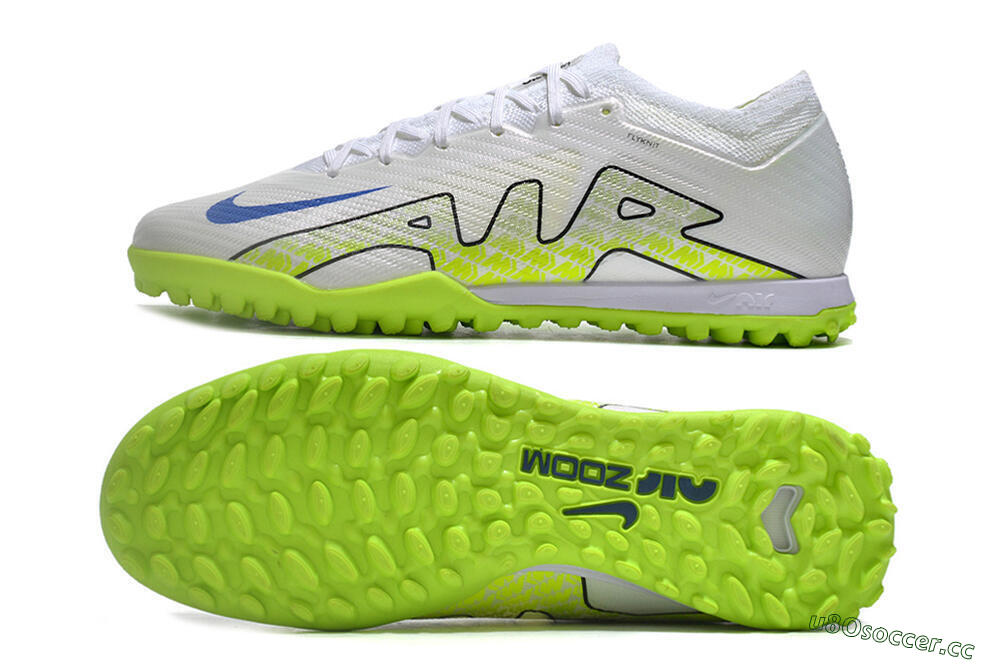 Men's Nike Air Zoom Mercurial Vapor 15 Elite TF Artificial Turf Low-Tops Football Shoes - White/Blue/Yellow 1