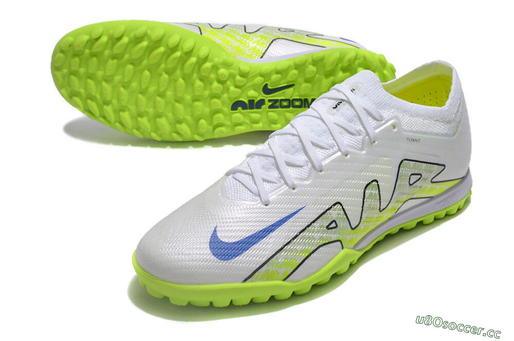 Men's Nike Air Zoom Mercurial Vapor 15 Elite TF Artificial Turf Low-Tops Football Shoes - White/Blue/Yellow 3
