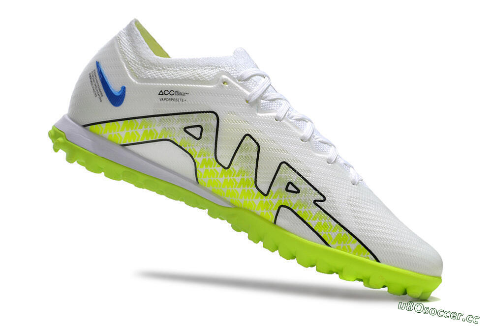 Men's Nike Air Zoom Mercurial Vapor 15 Elite TF Artificial Turf Low-Tops Football Shoes - White/Blue/Yellow 4