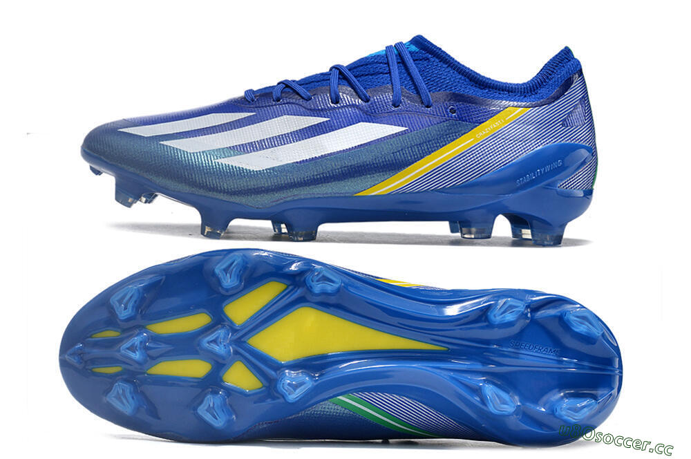 Men's Adidas X Crazyfast.1 FG Firm Ground Low-Tops Football Boots - Blue/White/Yellow 1