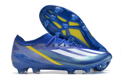Men's Adidas X Crazyfast.1 FG Firm Ground Low-Tops Football Boots - Blue/White/Yellow