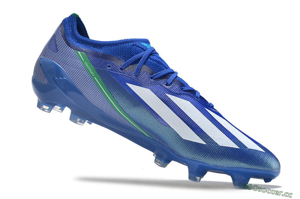 Men's Adidas X Crazyfast.1 FG Firm Ground Low-Tops Football Boots - Blue/White/Yellow 4