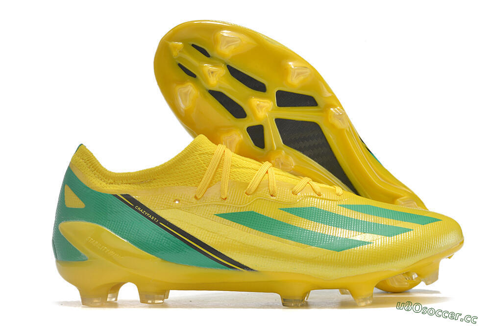 Men's Adidas X Crazyfast.1 FG Firm Ground Low-Tops Football Boots - Yellow/Green/Black 2