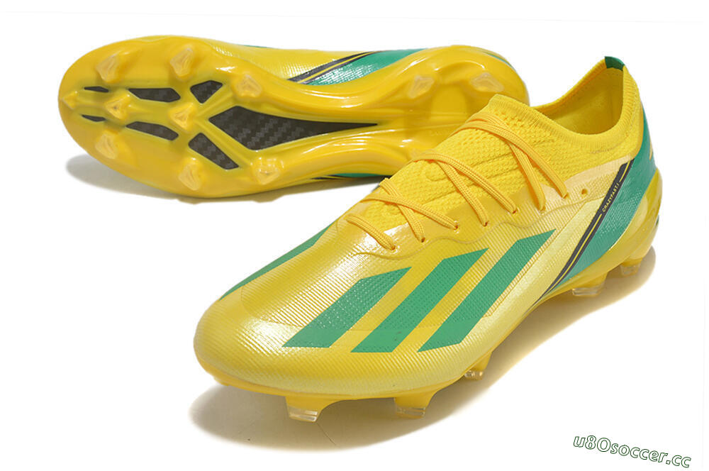 Men's Adidas X Crazyfast.1 FG Firm Ground Low-Tops Football Boots - Yellow/Green/Black 3