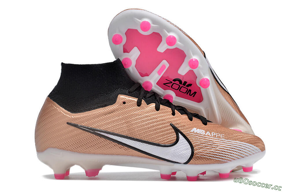 Men's Nike Air Zoom Mercurial Superfly 9 Elite AG Artificial Grass High-Tops Football Boots - Gold/Black/White 2