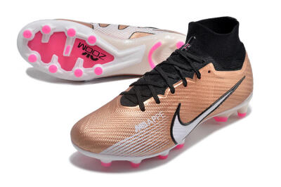 Men's Nike Air Zoom Mercurial Superfly 9 Elite AG Artificial Grass High-Tops Football Boots - Gold/Black/White