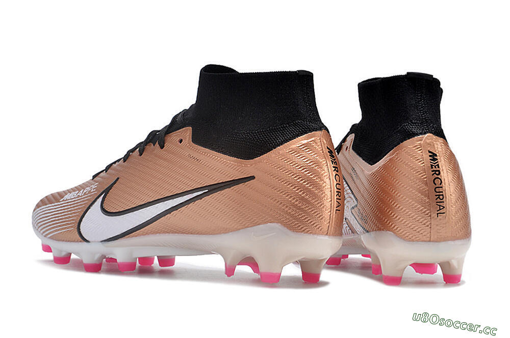 Men's Nike Air Zoom Mercurial Superfly 9 Elite AG Artificial Grass High-Tops Football Boots - Gold/Black/White 4