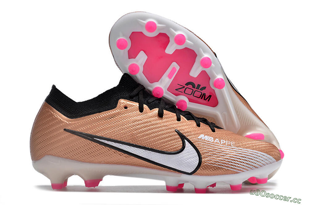 Men's Nike Air Zoom Mercurial Vapor 15 Elite AG Artificial Grass Low-Tops Football Boots - Gold/Black/White 2