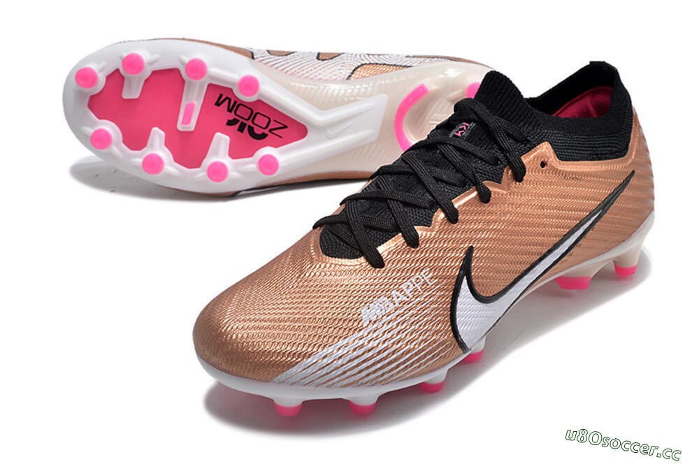Men's Nike Air Zoom Mercurial Vapor 15 Elite AG Artificial Grass Low-Tops Football Boots - Gold/Black/White 3