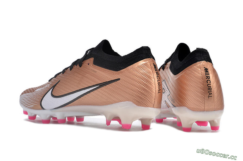 Men's Nike Air Zoom Mercurial Vapor 15 Elite AG Artificial Grass Low-Tops Football Boots - Gold/Black/White 4
