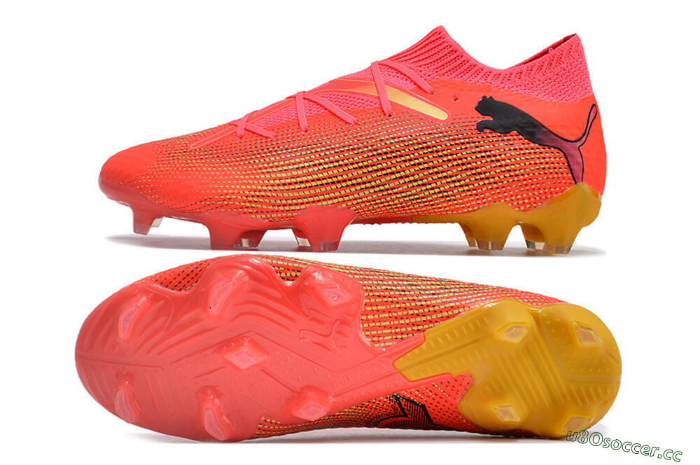 Men's Puma Future Ultimate 2024 FG Firm Ground Low-Tops Football Boots - Red/Orange/Yellow 1