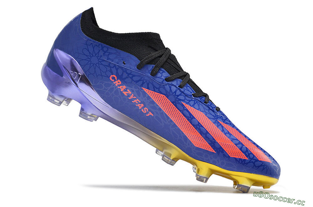 Men's Adidas X Crazyfast.1 Salah FG Firm Ground Low-Tops Football Boots - Blue/Red/Gold 4