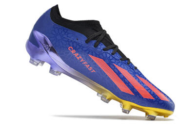 Men's Adidas X Crazyfast.1 Salah FG Firm Ground Low-Tops Football Boots - Blue/Red/Gold