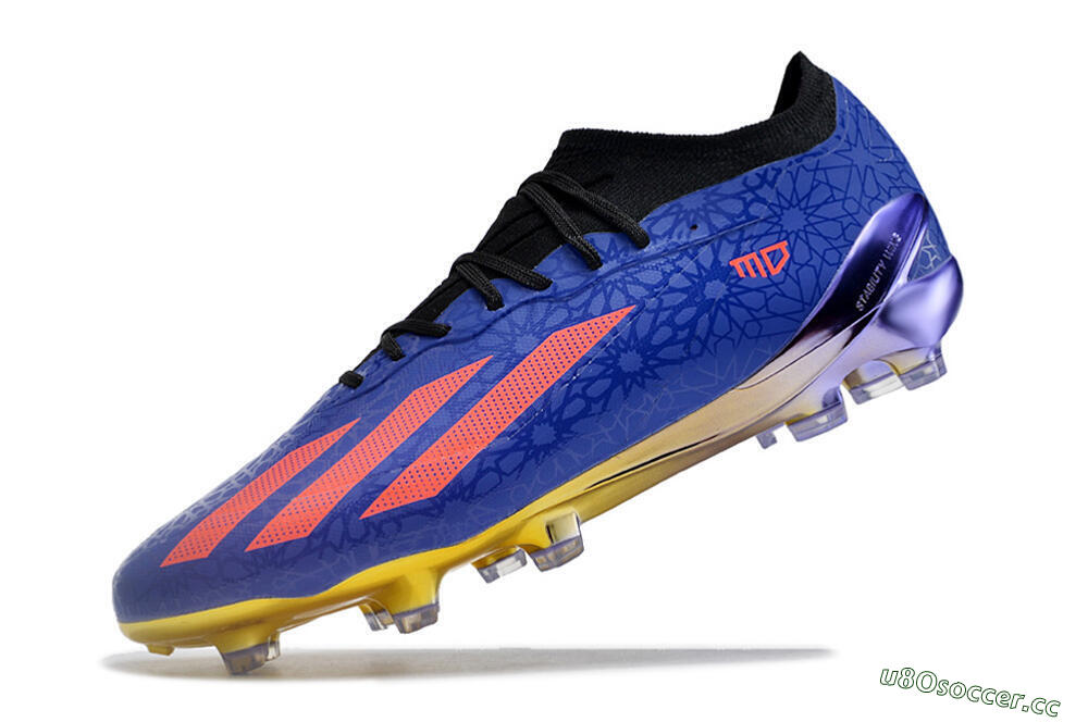 Men's Adidas X Crazyfast.1 Salah FG Firm Ground Low-Tops Football Boots - Blue/Red/Gold 5
