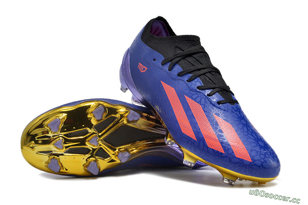 Men's Adidas X Crazyfast.1 Salah FG Firm Ground Low-Tops Football Boots - Blue/Red/Gold 3