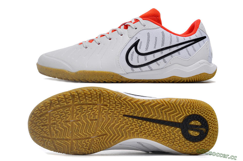 Men's Nike Tiempo Legend 10 Academy IC Indoor & Futsal Low-Tops Football Shoes - White/Black/Red 1