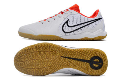 Men's Nike Tiempo Legend 10 Academy IC Indoor & Futsal Low-Tops Football Shoes - White/Black/Red