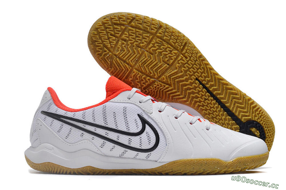 Men's Nike Tiempo Legend 10 Academy IC Indoor & Futsal Low-Tops Football Shoes - White/Black/Red 2