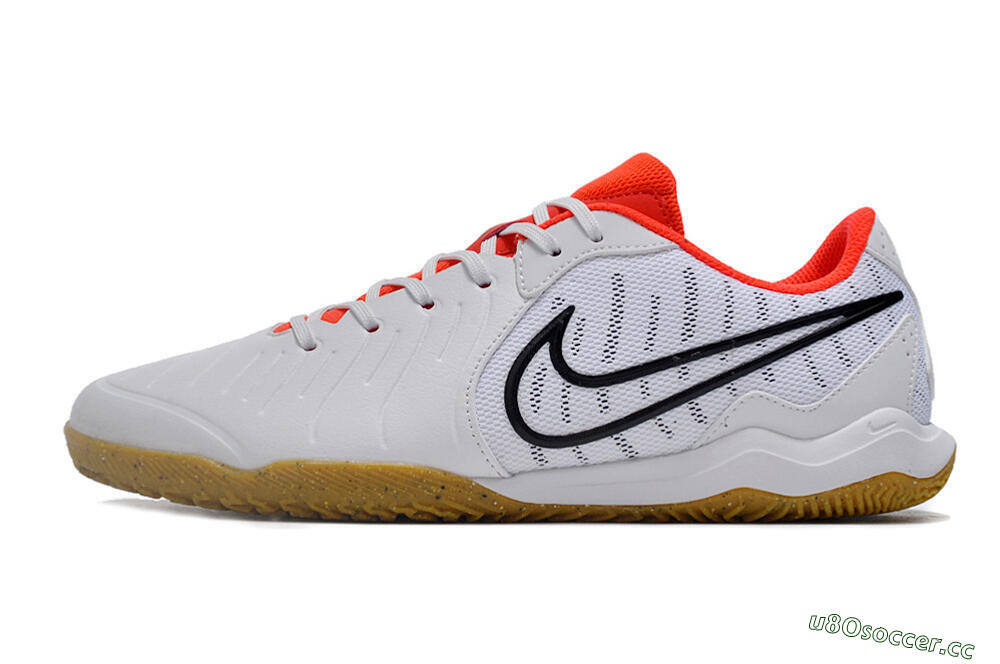 Men's Nike Tiempo Legend 10 Academy IC Indoor & Futsal Low-Tops Football Shoes - White/Black/Red 0