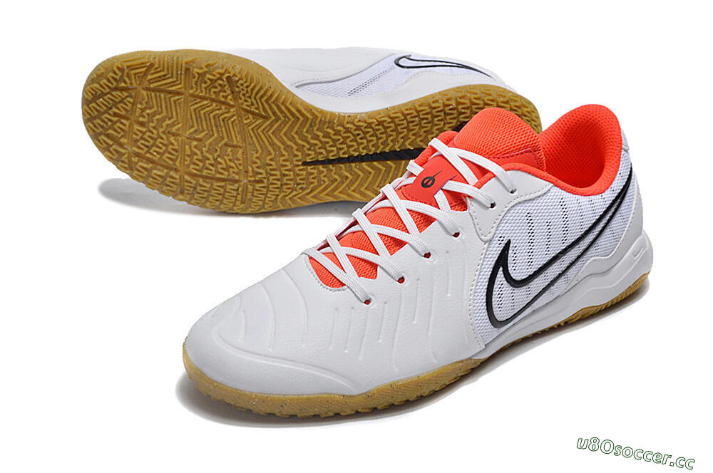 Men's Nike Tiempo Legend 10 Academy IC Indoor & Futsal Low-Tops Football Shoes - White/Black/Red 3