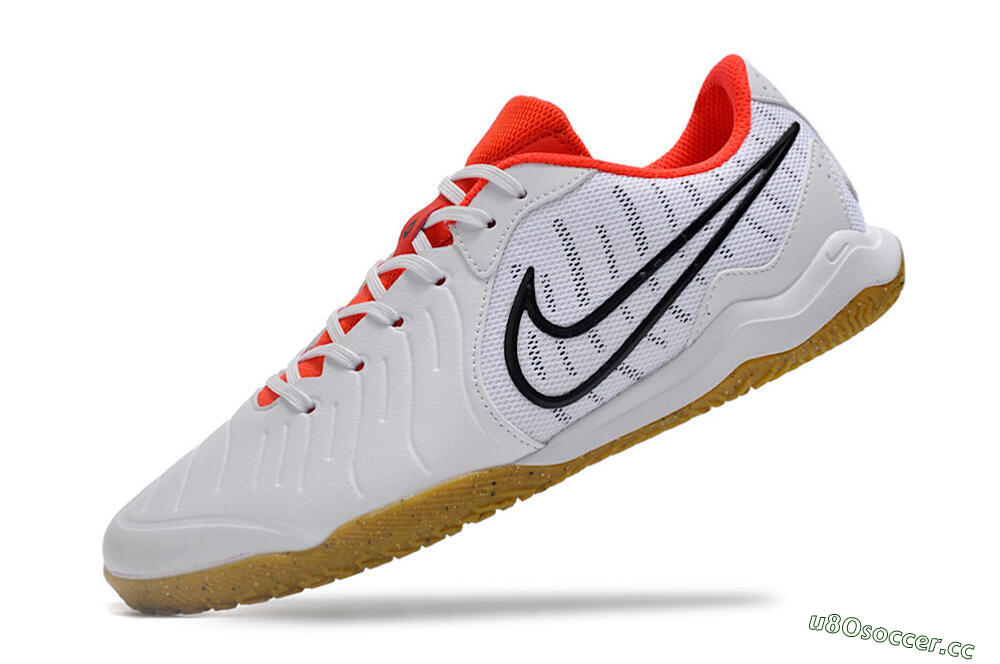 Men's Nike Tiempo Legend 10 Academy IC Indoor & Futsal Low-Tops Football Shoes - White/Black/Red 5