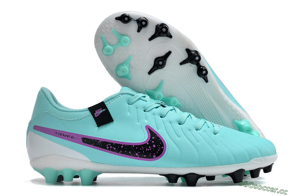 Men's Nike Tiempo Legend X Academy AG Artificial Grass Low-Tops Football Boots - Turquoise/Purple/Black 2