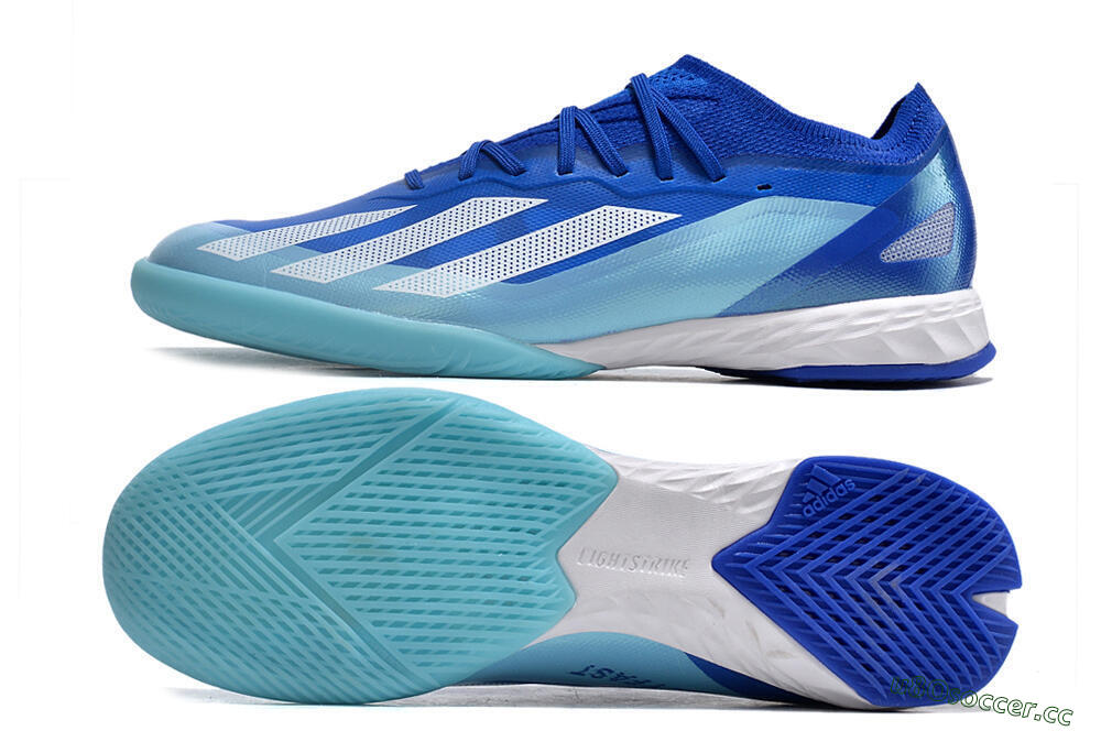 Men's Adidas X Crazyfast.1 IC Indoor & Futsal Low-Tops Football Shoes - Blue/White/Jade 1