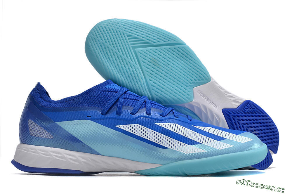 Men's Adidas X Crazyfast.1 IC Indoor & Futsal Low-Tops Football Shoes - Blue/White/Jade 2