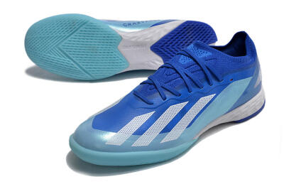 Men's Adidas X Crazyfast.1 IC Indoor & Futsal Low-Tops Football Shoes - Blue/White/Jade