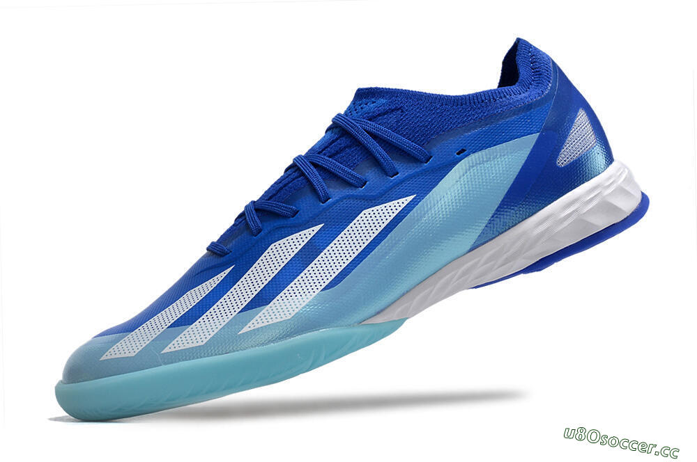 Men's Adidas X Crazyfast.1 IC Indoor & Futsal Low-Tops Football Shoes - Blue/White/Jade 5