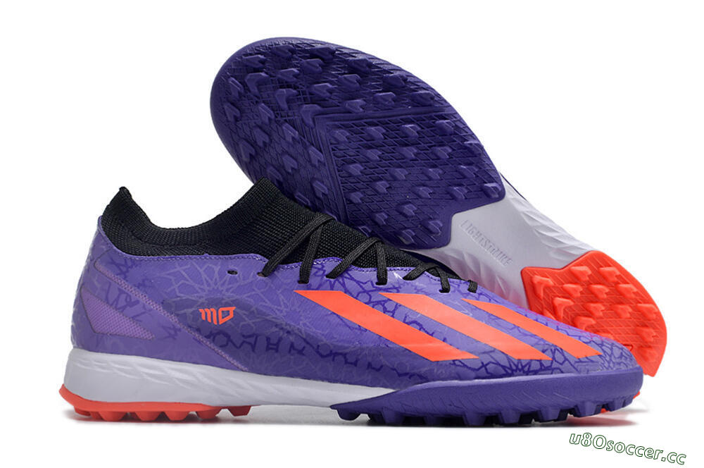 Men's Adidas X Crazyfast.1 TF Artificial Turf Low-Tops Football Shoes - Purple/Red/White 2