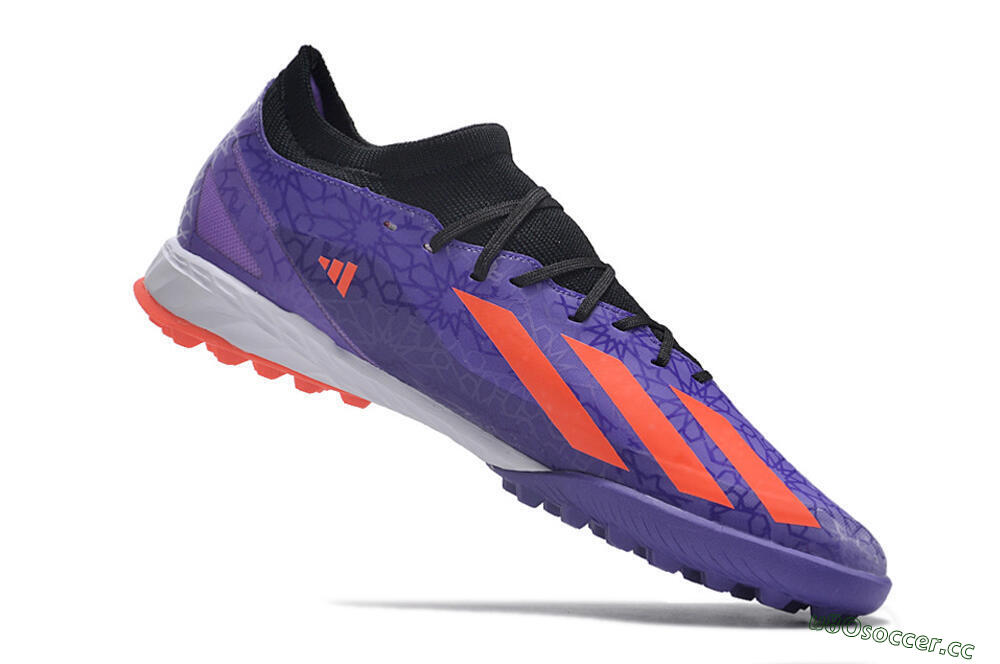 Men's Adidas X Crazyfast.1 TF Artificial Turf Low-Tops Football Shoes - Purple/Red/White 4