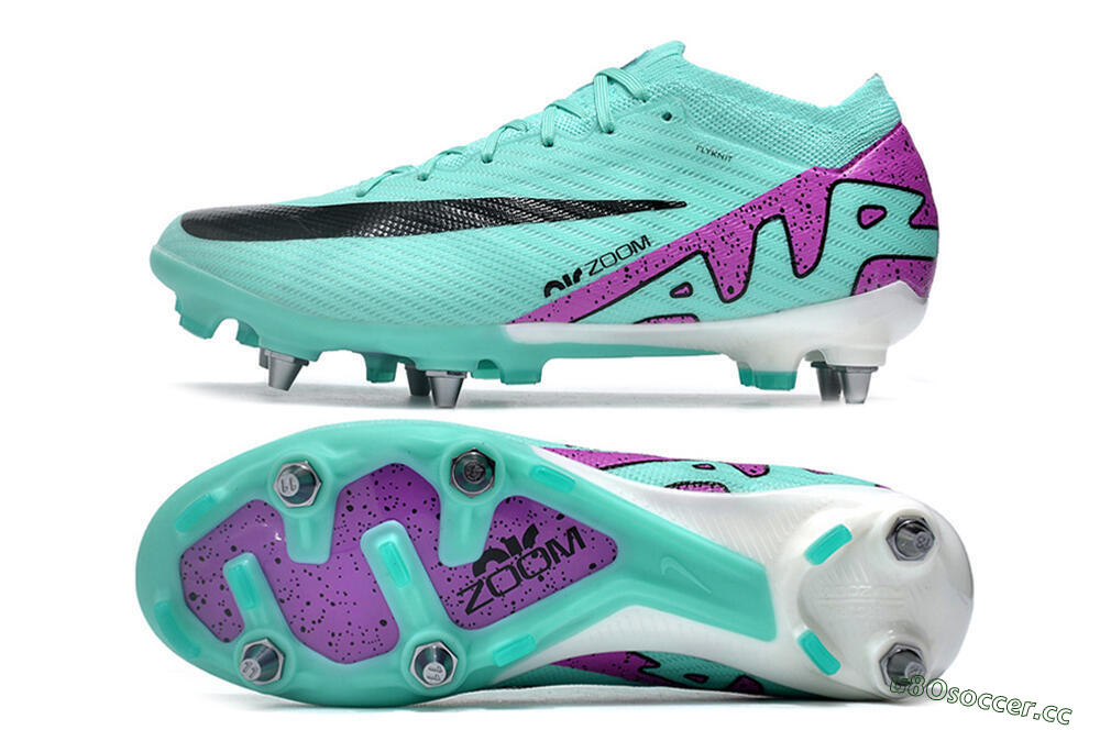 Men's Nike Air Zoom Mercurial Vapor 15 Elite SG Soft Ground Low-Tops Football Boots - Turquoise/Black/White/Purple 1