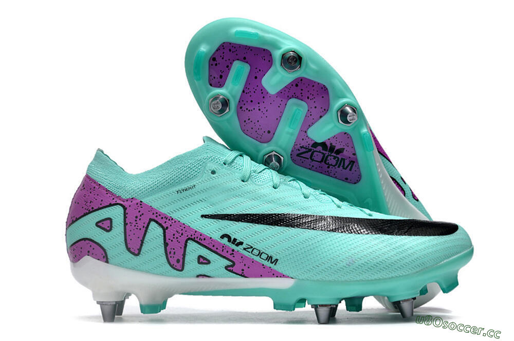Men's Nike Air Zoom Mercurial Vapor 15 Elite SG Soft Ground Low-Tops Football Boots - Turquoise/Black/White/Purple 2