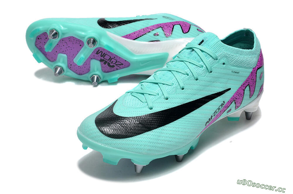 Men's Nike Air Zoom Mercurial Vapor 15 Elite SG Soft Ground Low-Tops Football Boots - Turquoise/Black/White/Purple 3