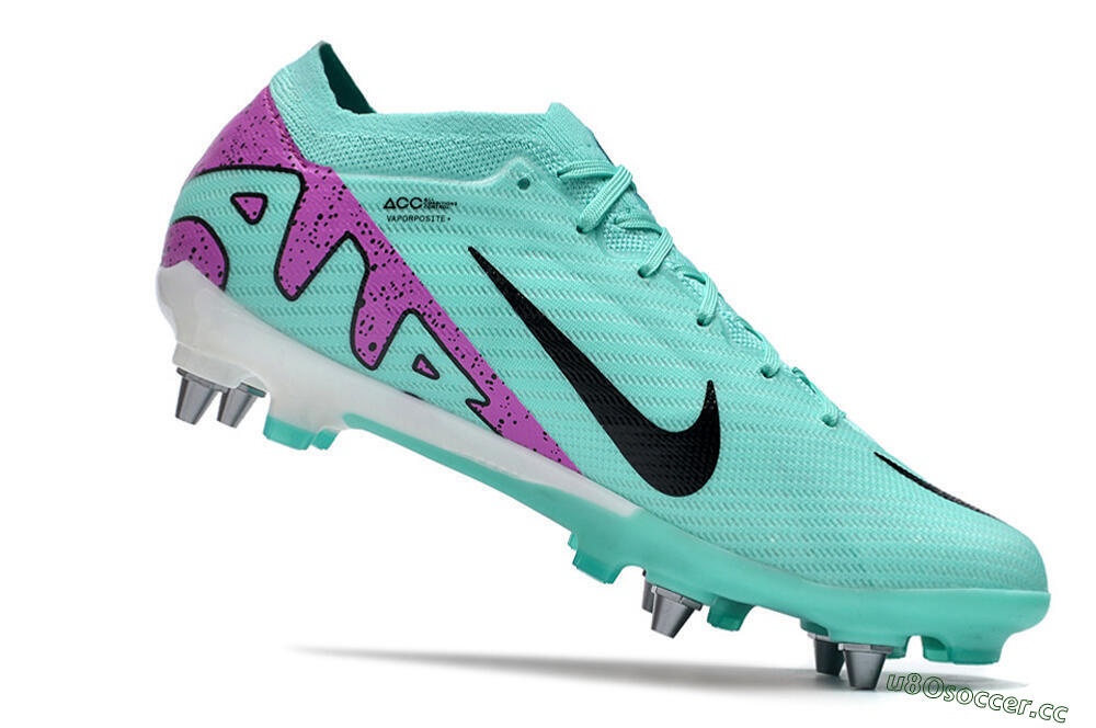 Men's Nike Air Zoom Mercurial Vapor 15 Elite SG Soft Ground Low-Tops Football Boots - Turquoise/Black/White/Purple 4