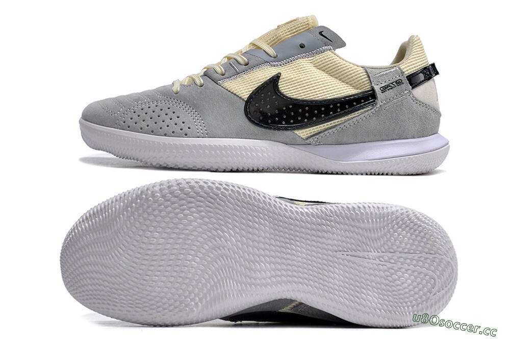 Men's Nike Street Gato IC Indoor & Futsal Low-Tops Football Shoes - Grey/Beige/Black/White 1