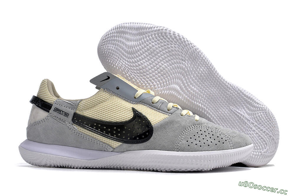 Men's Nike Street Gato IC Indoor & Futsal Low-Tops Football Shoes - Grey/Beige/Black/White 2