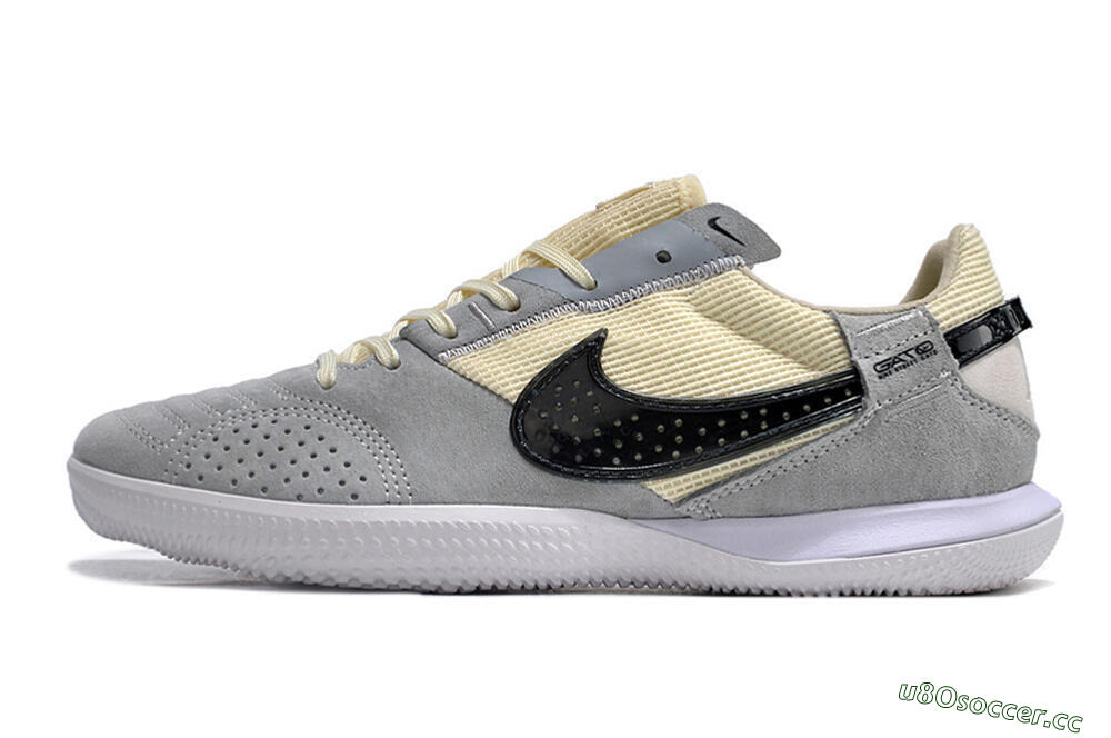 Men's Nike Street Gato IC Indoor & Futsal Low-Tops Football Shoes - Grey/Beige/Black/White 0